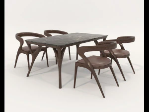 Stół i krzesła do jadalni w restauracji 7 Model 3D