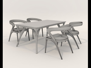 Restaurant Dining Table and Chairs 7 3D 模型