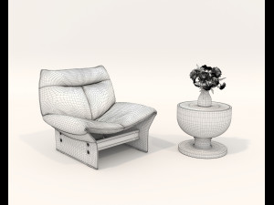Contemporary Style Coffee Table and Armchair 26 Modello 3D