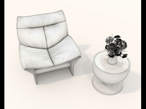 Contemporary Style Coffee Table and Armchair 26 Modello 3D