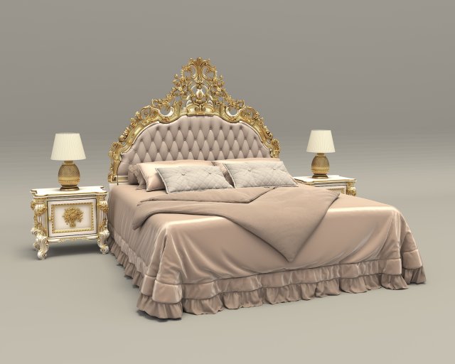 Classic Style Bed Set 29 3D Модель .c4d .max .obj .3ds .fbx .stl .blend 