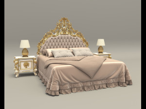 Classic Style Bed Set 29 3D Model