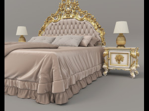 Classic Style Bed Set 29 3D Модель