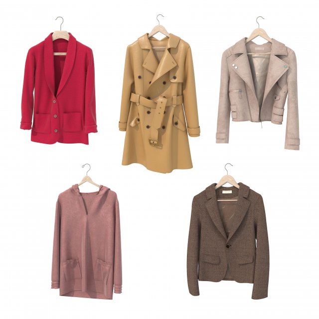 Coats on Hanger 3D 模型 .c4d .max .obj .3ds .fbx .stl .blend 