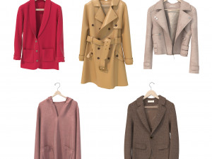 Coats on Hanger 3D Model