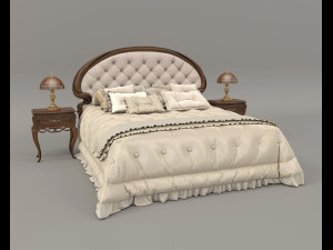 European Style Bed Set 21 3D Model