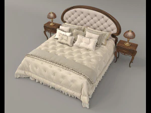 European Style Bed Set 21 3D Model