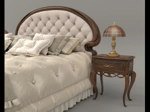European Style Bed Set 21 3D Model