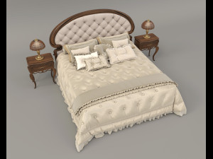 European Style Bed Set 21 3D 모델