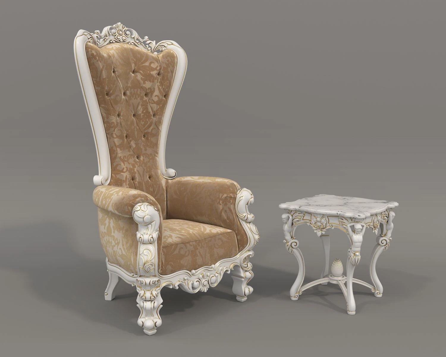 Classic Coffee Table and Armchairs 20 3D Model .c4d .max .obj .3ds .fbx .stl .blend