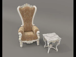 Classic Coffee Table and Armchairs 20 3D Model