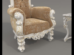 Classic Coffee Table and Armchairs 20 3D Model