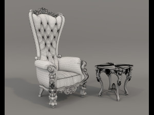 Classic Coffee Table and Armchairs 20 3D Model