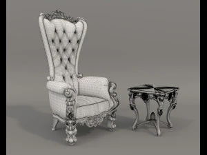 Classic Coffee Table and Armchairs 20 3D Model
