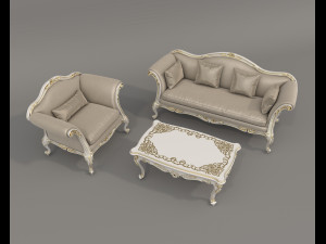 Classic Sofa and Armchair 3 3Dモデル