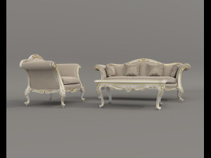 Classic Sofa and Armchair 3 3Dモデル