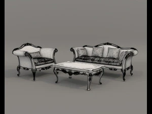 Classic Sofa and Armchair 3 3D Model