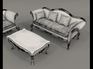 Classic Sofa and Armchair 3 3D Model