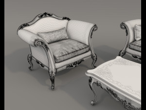 Classic Sofa and Armchair 3 3Dモデル