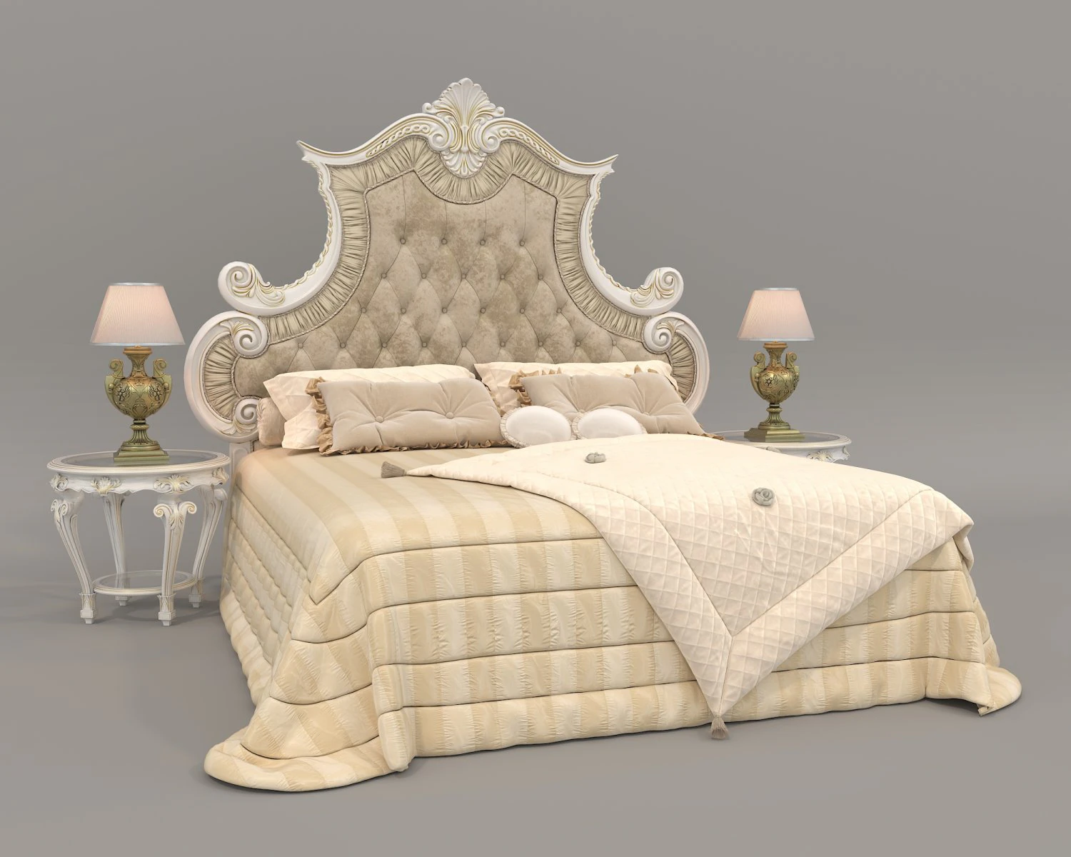 Classic Style Bed Set 30 3D Model .c4d .max .obj .3ds .fbx .stl .blend 