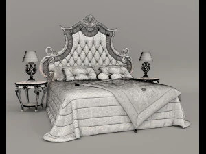 Classic Style Bed Set 30 3D Model