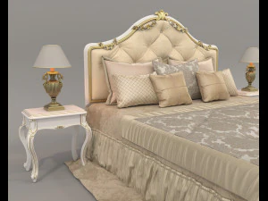European Style Bed Set 22 3D Model