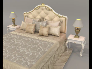 European Style Bed Set 22 3D Model