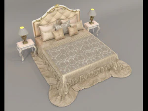 European Style Bed Set 22 3D Model