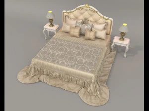 European Style Bed Set 22 3D Model