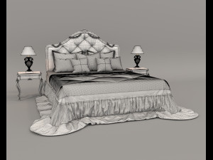 European Style Bed Set 22 3D Модель