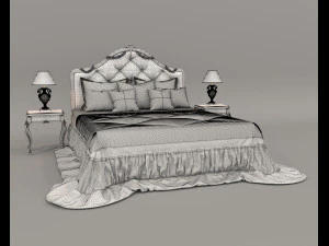 European Style Bed Set 22 3D Model