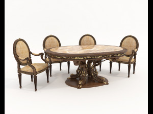 European Style Dining Table and Chairs 24 Modelo 3D