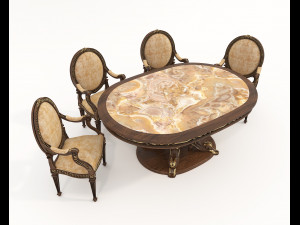 European Style Dining Table and Chairs 24 3D Модель