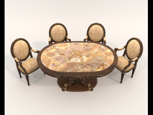 European Style Dining Table and Chairs 24 3D Модель