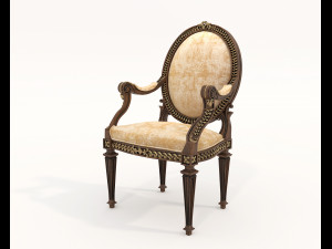 European Style Dining Table and Chairs 24 3D Модель