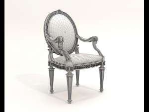 European Style Dining Table and Chairs 24 3D Модель