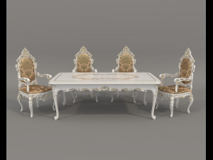 Classic Dining Table and Chairs 26 3D Model