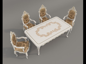 Classic Dining Table and Chairs 26 3D Model