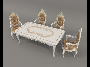 Classic Dining Table and Chairs 26 3D Model
