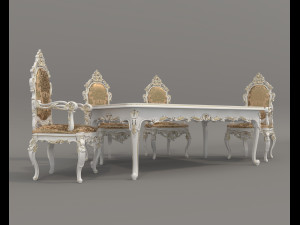 Classic Dining Table and Chairs 26 3D Model