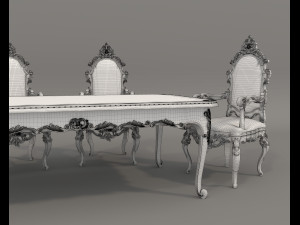 Classic Dining Table and Chairs 26 3D Model