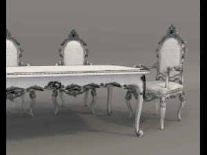 Classic Dining Table and Chairs 26 3D Model