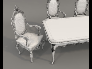 Classic Dining Table and Chairs 26 3D Model