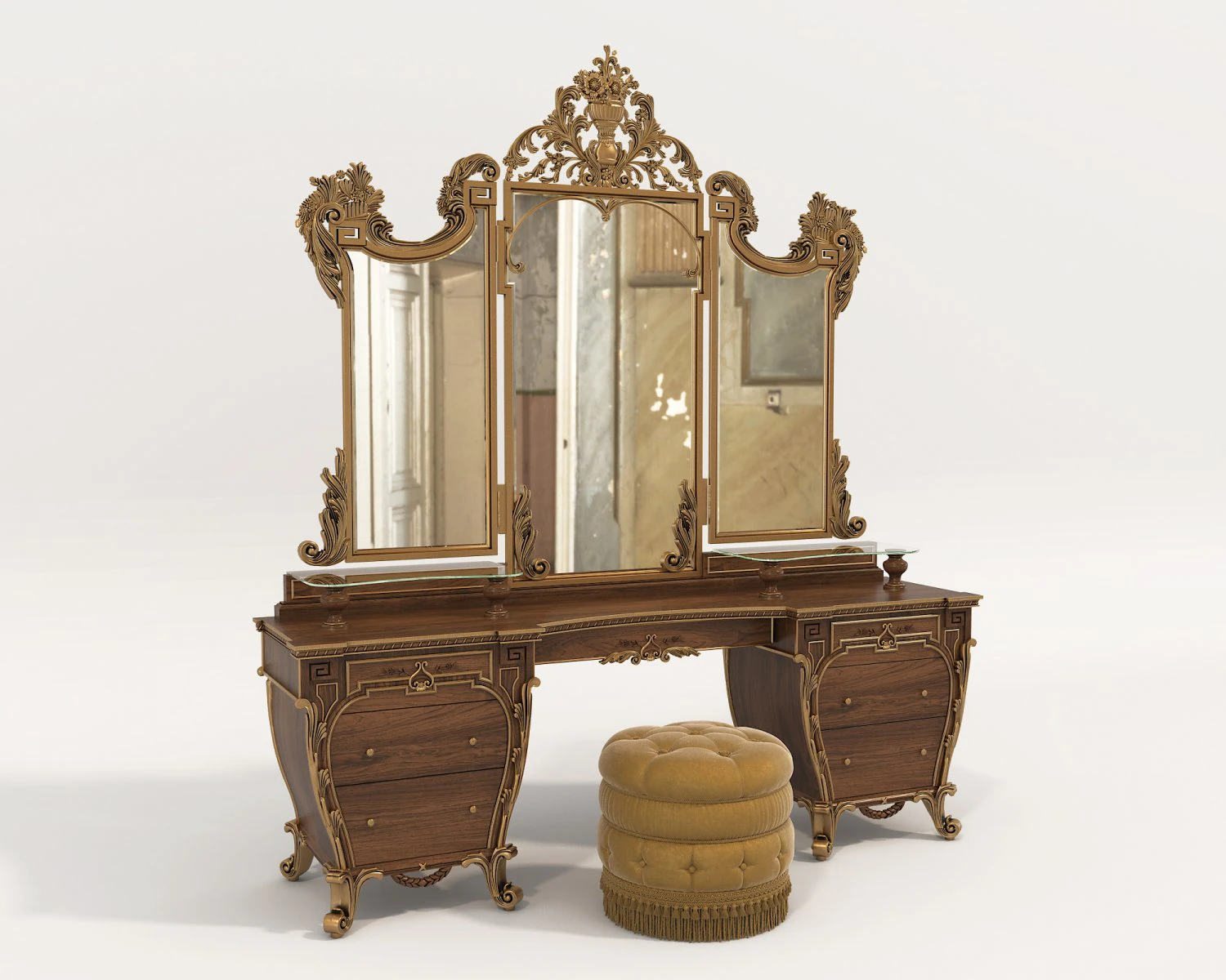 Classic Style Dressing Table 11 3D Model .c4d .max .obj .3ds .fbx .stl .blend 