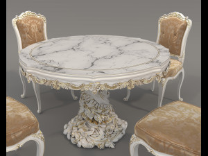 European Style Dining Table and Chairs 25 3D Model