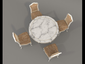 European Style Dining Table and Chairs 25 3D Model