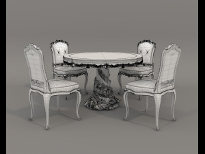 European Style Dining Table and Chairs 25 3D Model