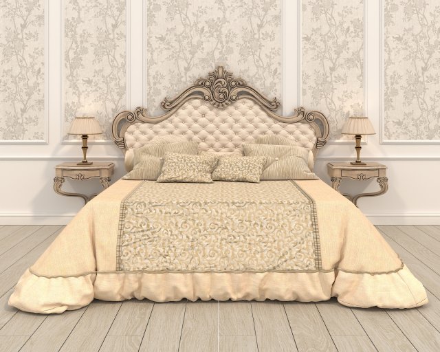 Classic Style Bed Set 31 3D Model .c4d .max .obj .3ds .fbx .stl .blend 
