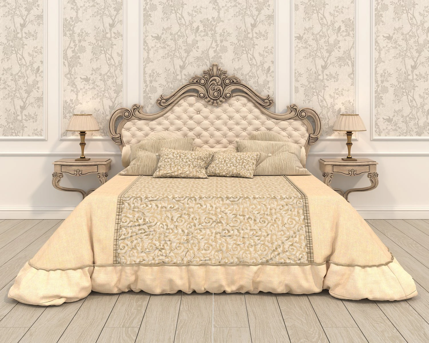 Conjunto de cama estilo cl&aacute;ssico 31 Modelo 3D .c4d .max .obj .3ds .fbx .stl .blend 