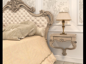 Classic Style Bed Set 31 3D Model